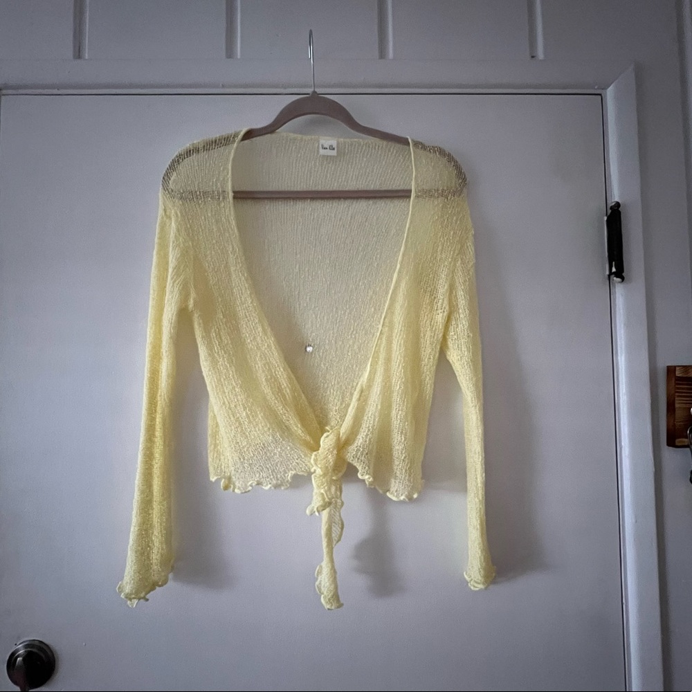❌SOLD❌ Vintage sheer yellow tie top